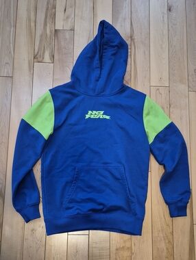 Boys Size 14 No Fear Blue Hoodie with Neon Green Accents